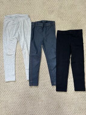 Set of Girls' Everyday Stretch Leggings - Gray, Jeans, Black